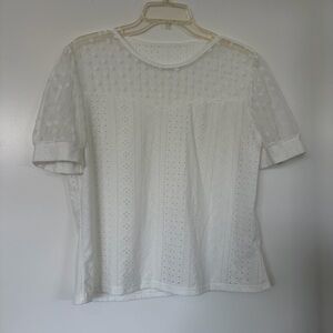 Classic White Eyelet Short Sleeve Top - Unbranded Size XL